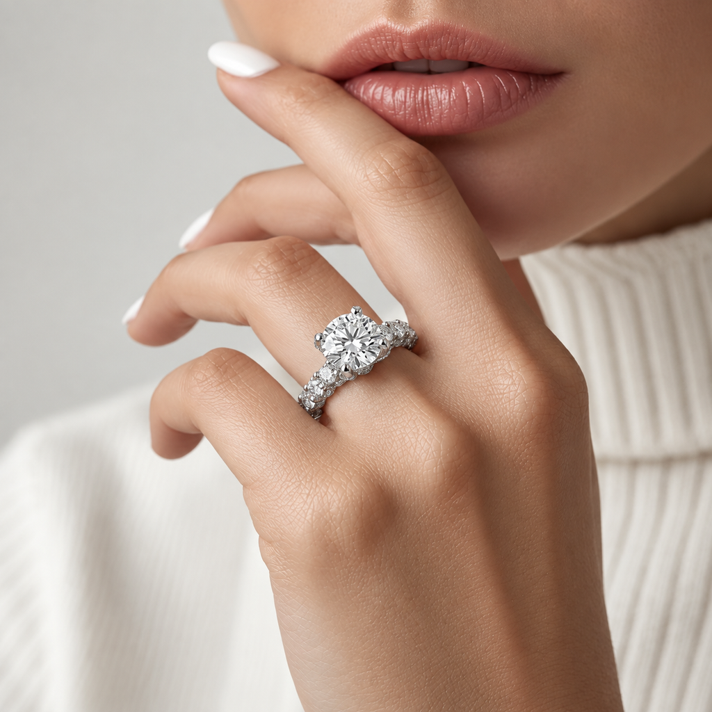 Victorian-Style Diamond Solitaire Engagement with brillant cuts