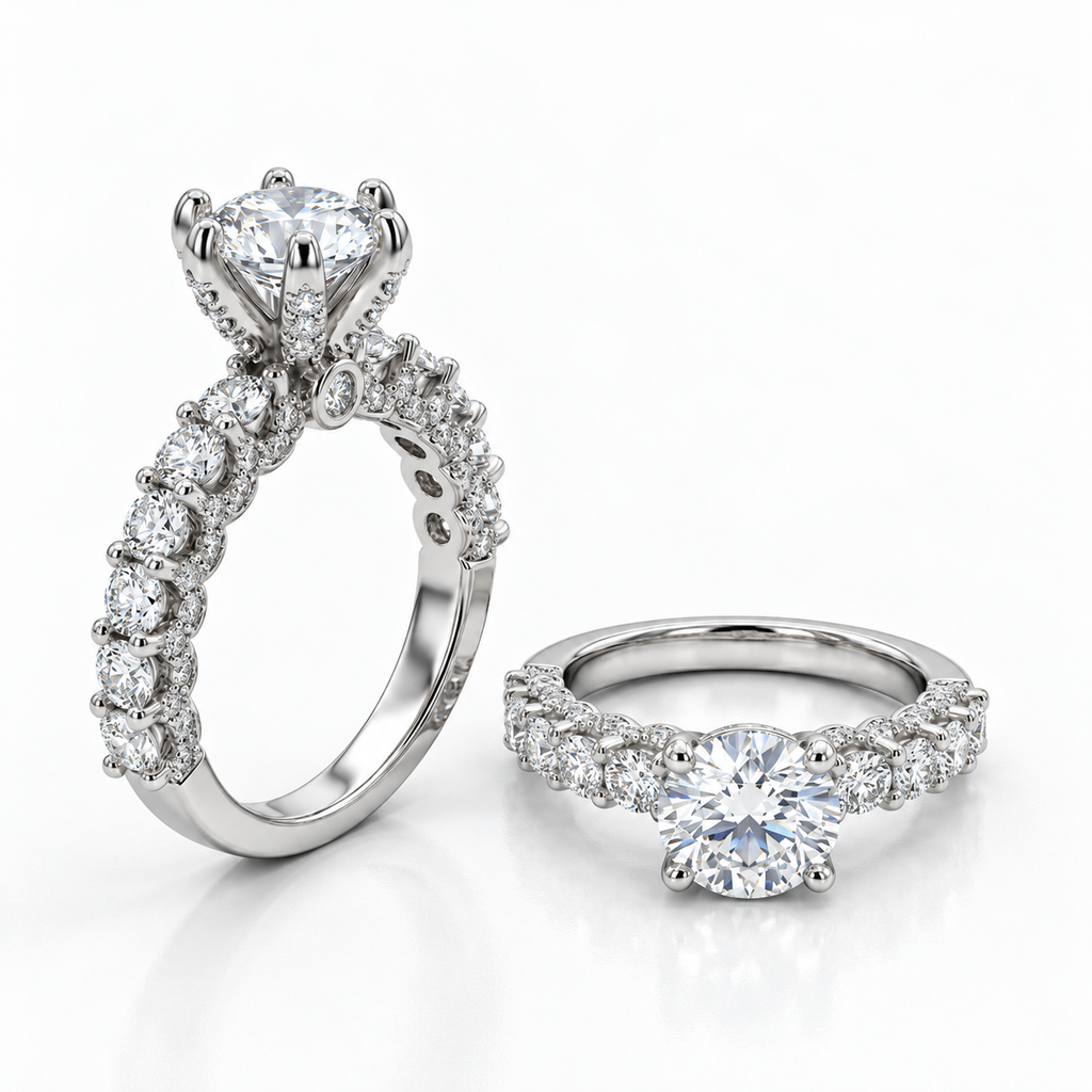 Victorian-Style Diamond Solitaire Engagement with brillant cuts