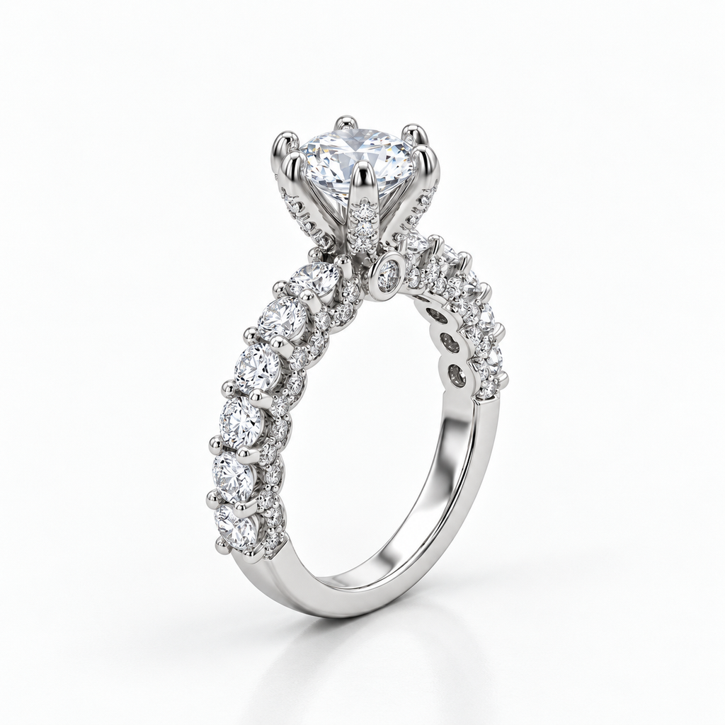 Victorian-Style Diamond Solitaire Engagement with brillant cuts