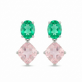 Vision of Spring Emerald & Pink Sapphire Silver Earring