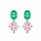 Vision of Spring Emerald & Pink Sapphire Silver Earring