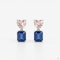 Midnight Blossom Pink & Blue Gemstone Silver Earrings
