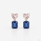 Midnight Blossom Pink & Blue Gemstone Silver Earrings