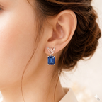 Midnight Blossom Pink & Blue Gemstone Silver Earrings