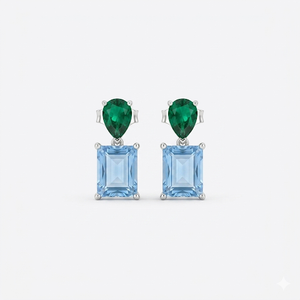 Ethereal Meadow Green & Blue Gemstone Silver Earrings
