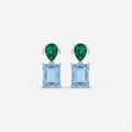 Ethereal Meadow Green & Blue Gemstone Silver Earrings