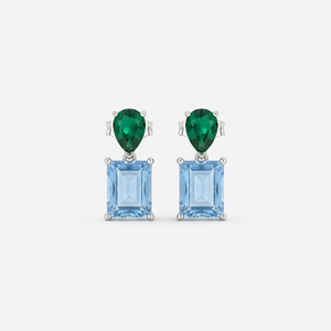 Ethereal Meadow Green & Blue Gemstone Silver Earrings
