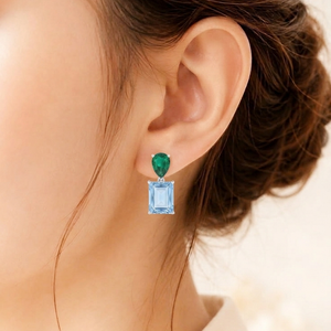 Ethereal Meadow Green & Blue Gemstone Silver Earrings