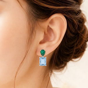 Ethereal Meadow Green & Blue Gemstone Silver Earrings