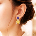 Regal Contrast Amethyst & Yellow Sapphire Silver Earrings
