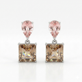 Ethereal Blossom Blush Pink & Champagne Gemstone Silver Earrings