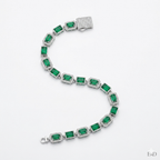 Emerald and Diamond Halo Statement Bracelet