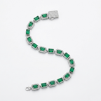 Emerald and Diamond Halo Statement Bracelet