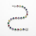 Rainbow Heart Color Gemstone  Bracelet