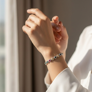 Rainbow Heart Color Gemstone  Bracelet