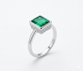 The Classic Emerald Step-Cut Silver Ring
