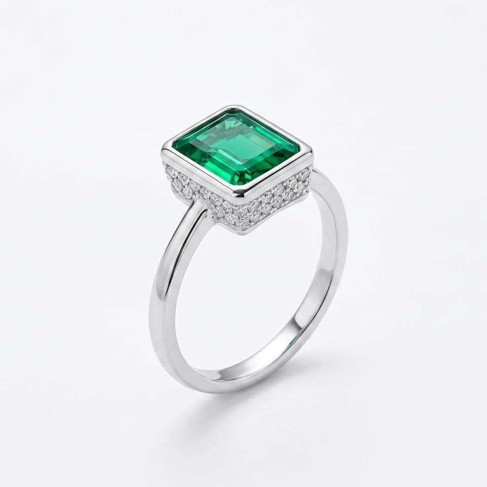 The Classic Emerald Step-Cut Silver Ring