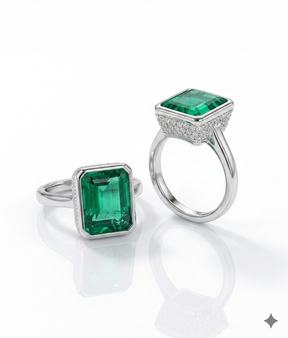 The Classic Emerald Step-Cut Silver Ring