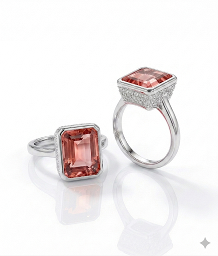 Enchanted Grace Bezel-Set Pink Topaz Silver Ring