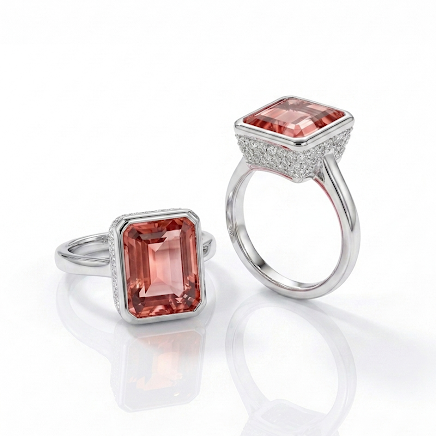 Enchanted Grace Bezel-Set Pink Topaz Silver Ring
