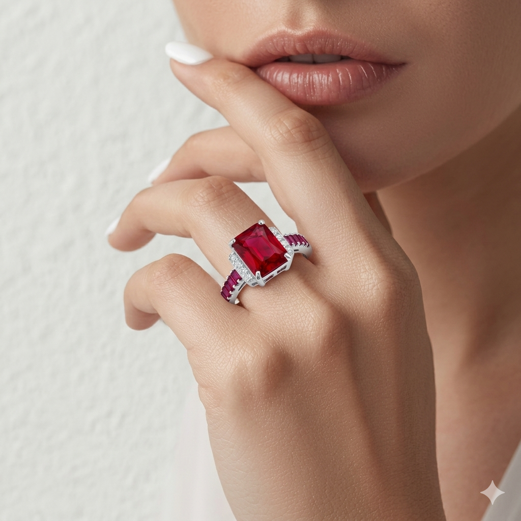 The Crimson Royalty Emerald-Cut Ruby Ring