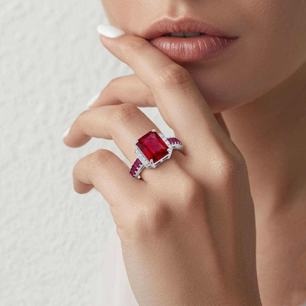 The Crimson Royalty Emerald-Cut Ruby Ring