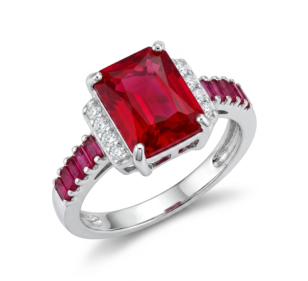 The Crimson Royalty Emerald-Cut Ruby Ring