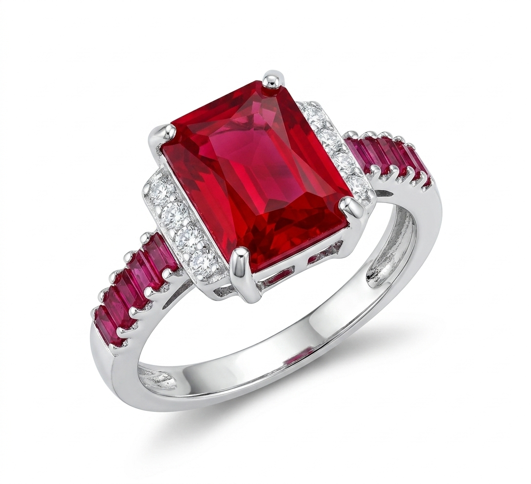 The Crimson Royalty Emerald-Cut Ruby Ring
