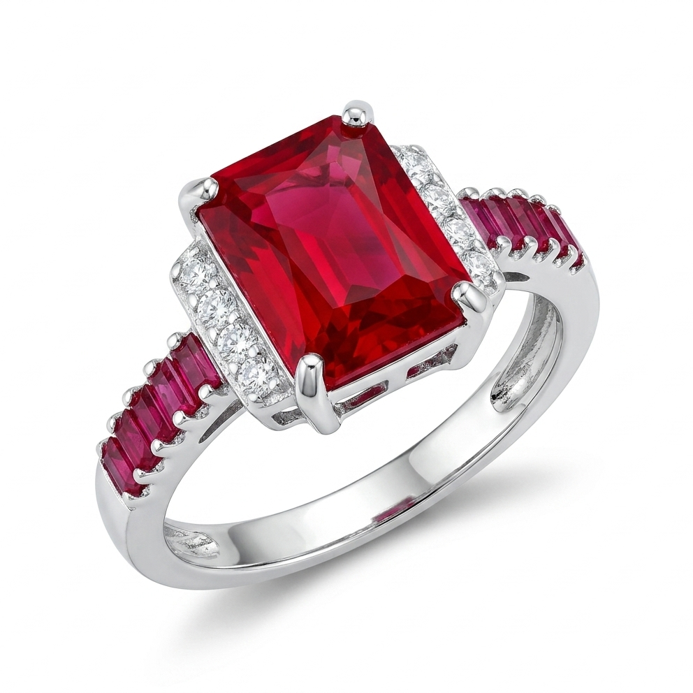 The Crimson Royalty Emerald-Cut Ruby Ring