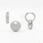 Pavé Diamond Huggie Hoop Earrings with Detachable Disc Charms
