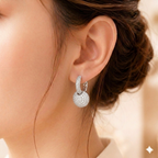 Pavé Diamond Huggie Hoop Earrings with Detachable Disc Charms