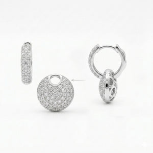 Diamond Huggie Hoop Earrings with Detachable Disc Charms