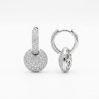 Pavé Diamond Huggie Hoop Earrings with Detachable Disc Charms
