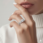 Solitaire Engagement Ring with Vintage Leaf Motif Diamond Band
