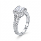 Princess Solitaire  Halo Ring