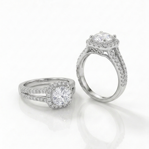The Elegant Emerald-Cut Solitaire Engagement Ring with Pavé Diamond Halo