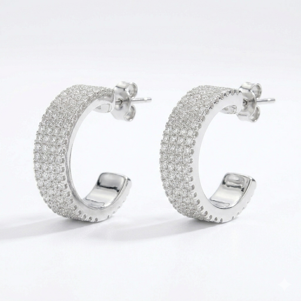 Triple Row Eternity Hoops