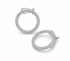Glorious Radiance Pavé Diamond Silver Hoop Earrings