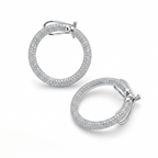 Glorious Radiance Pavé Diamond Silver Hoop Earrings