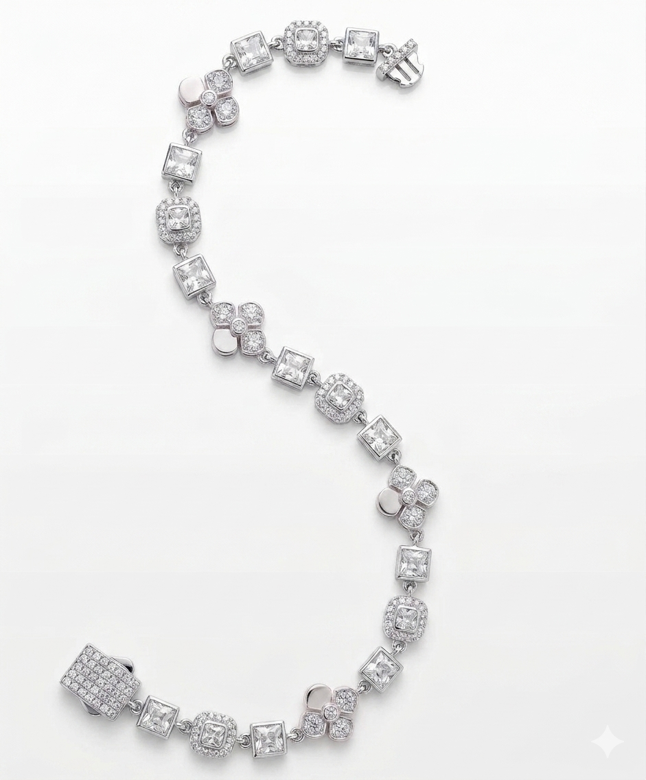 Classic Clover & Halo Tennis Bracelet