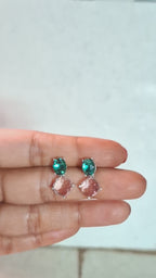 Vision of Spring Emerald & Pink Sapphire Silver Earring