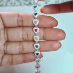 Rainbow Heart Color Gemstone  Bracelet