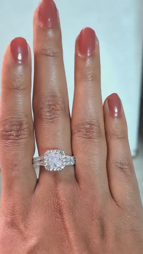 The Radiant Princess Solitaire Halo Diamond Engagement Ring