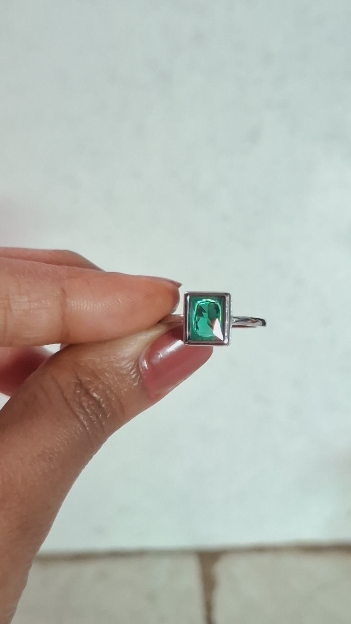 The Classic Emerald Step-Cut Silver Ring