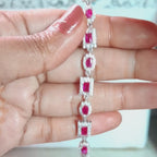 Ruby Oval and Emerald-Cut  Bracelet