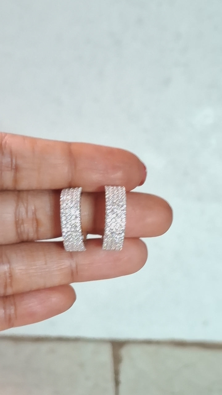 Triple Row Diamond Hoop Earrings with Pavé Detailing