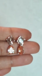 Ethereal Blossom Blush Pink & Champagne Gemstone Silver Earrings