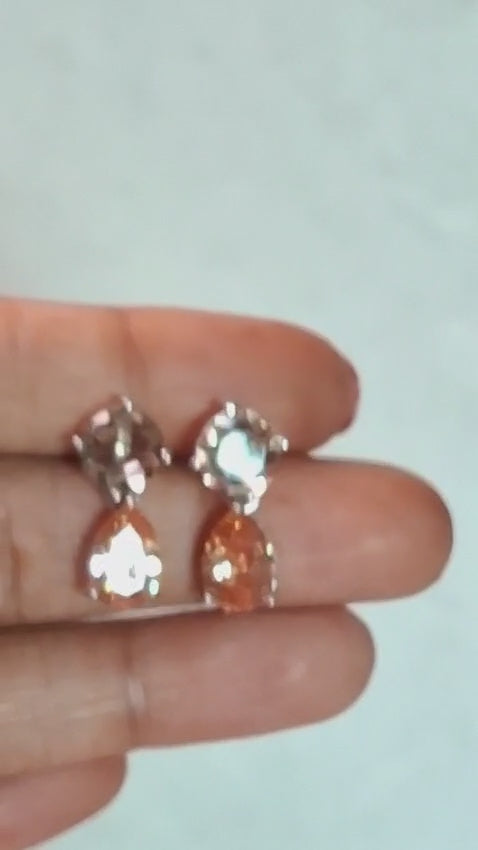 Ethereal Blossom Blush Pink & Champagne Gemstone Silver Earrings
