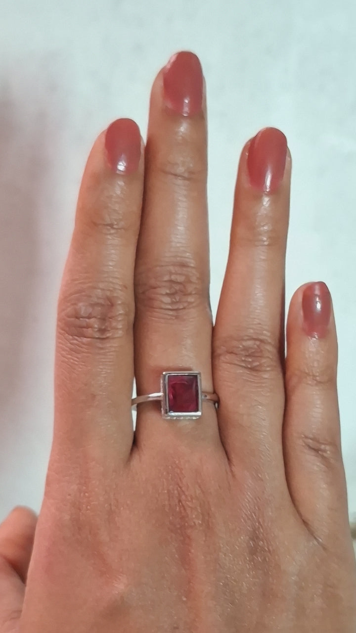 Enchanted Grace Bezel-Set Pink Topaz Silver Ring