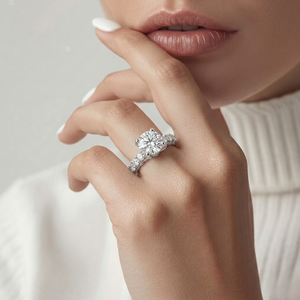 Solitaire Engagement Ring with Vintage Leaf Motif Diamond Band